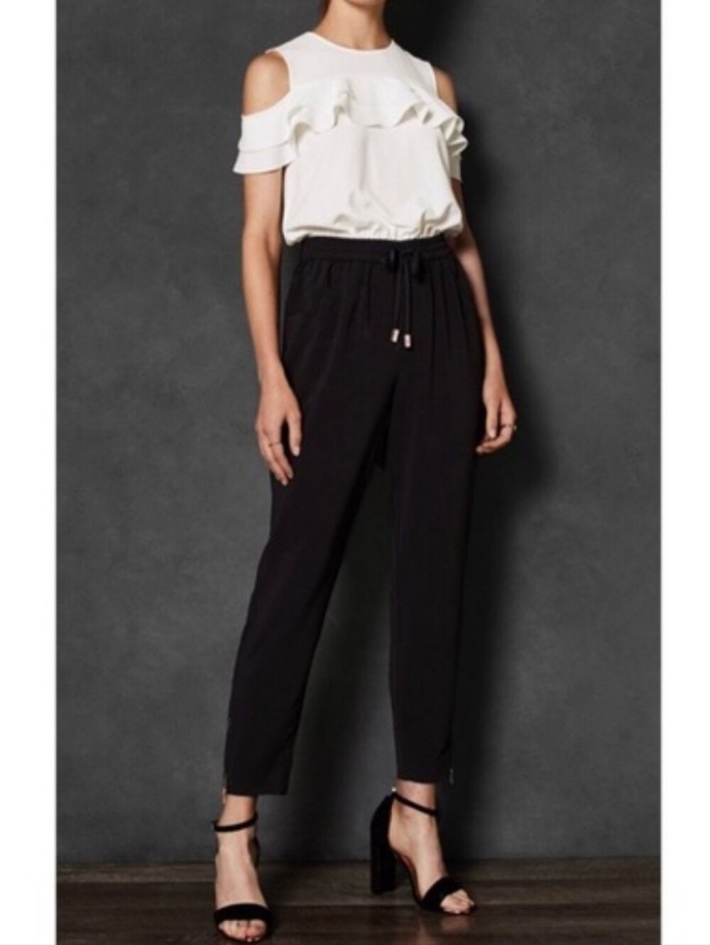 Ted Baker Toriil Ruffle Cold Shoulder Jumpsuit - Picture 3 of 13